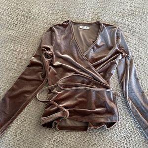 Madewell Velvet Wrap Top XS